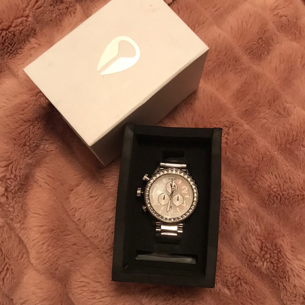 Rose gold silver Nixon watch ⏰